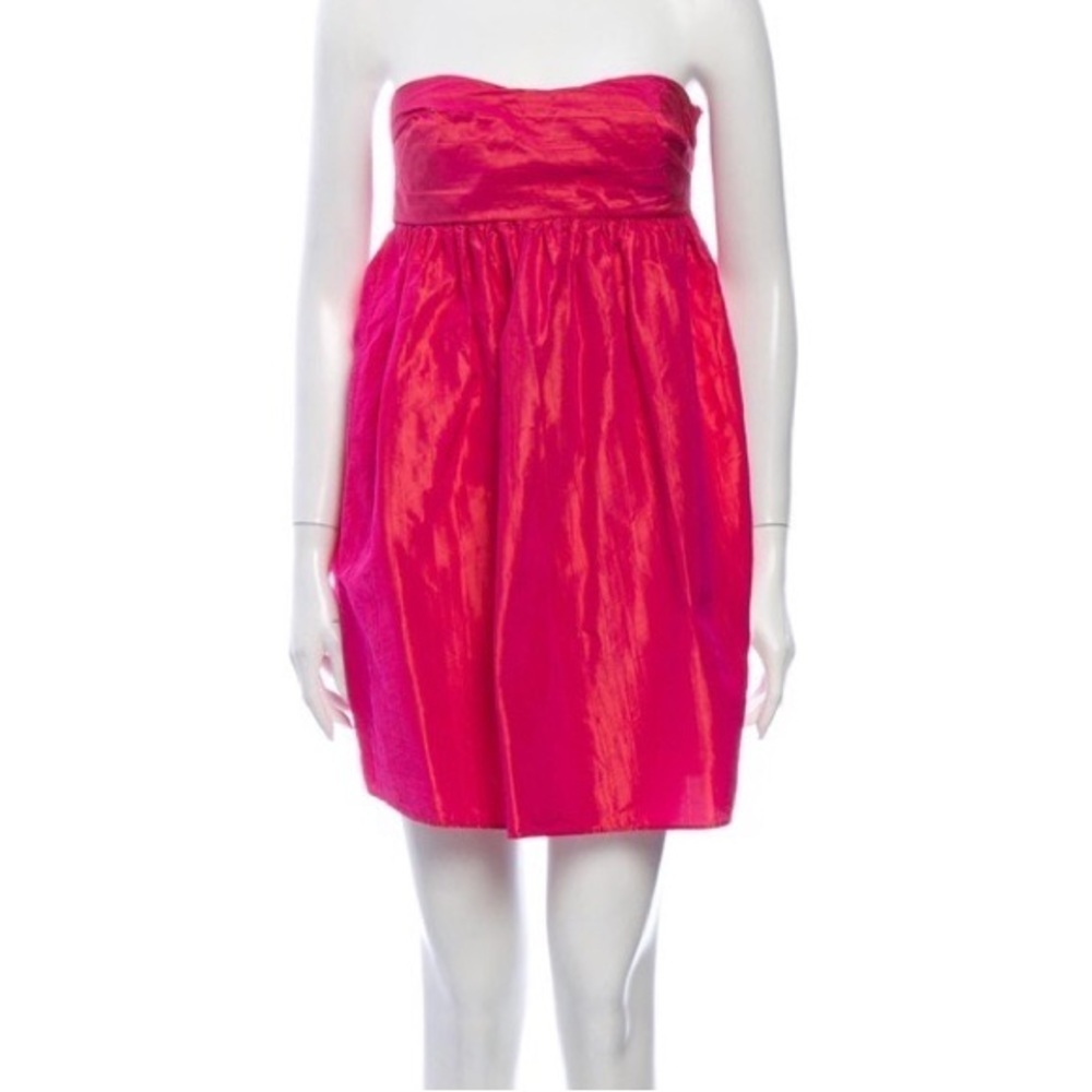 Calypso St. Barth Strapless Iridescent Pink Silk Crinkle Mini Babydoll Dress 6